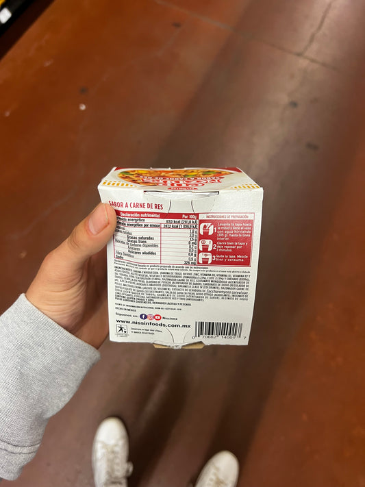 Nissin Cup Noodles Sabor a Carne De Res